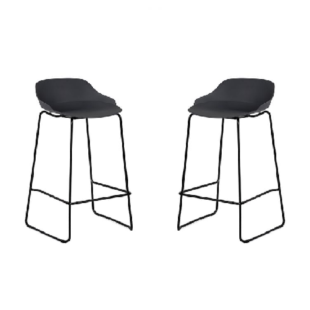 Racco Dark Grey Plastic Bar Stools With Metal Legs In Pair Furniture