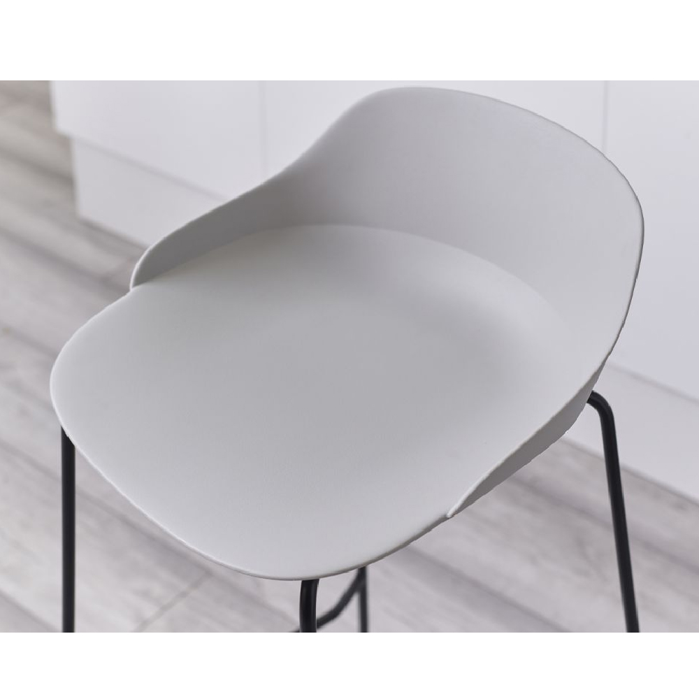 Racco Light Grey Plastic Bar Stools With Metal Legs In Pair