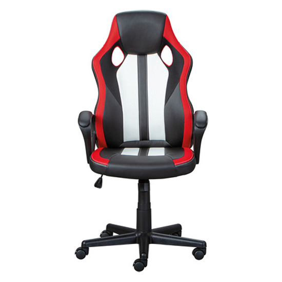 Randolph Faux Leather Gaming Chair In Black And Red_3
