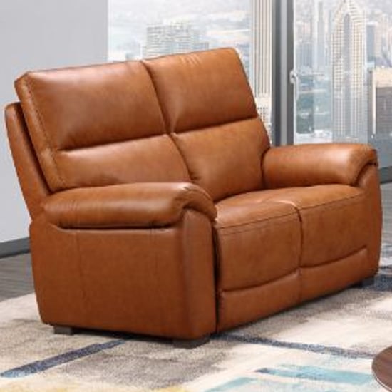 Radford Leather Electric Recliner 2 Seater Sofa In Tan_1
