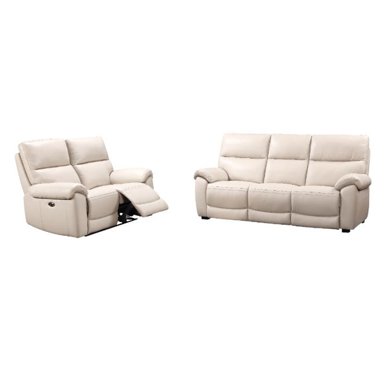 Radford Leather Electric Recliner 3+2 Seater Sofa Set In Chalk