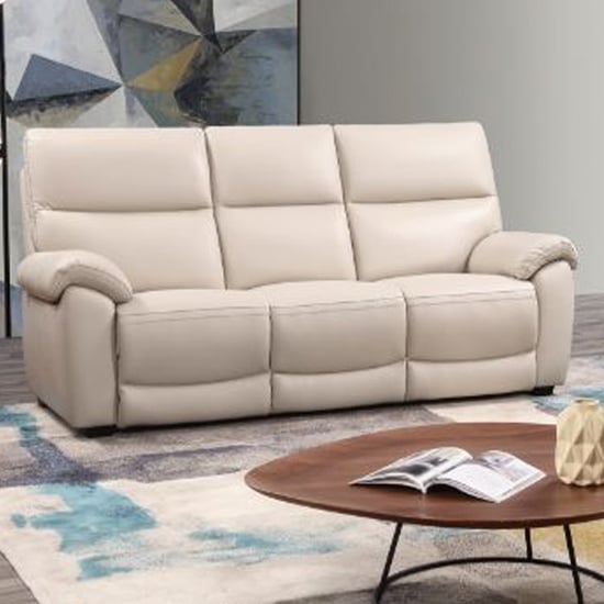 Radford Leather Electric Recliner 3 Seater Sofa In Chalk