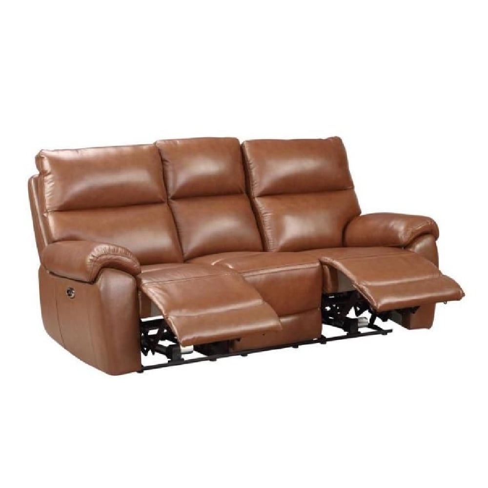 Radford Leather Electric Recliner 3 Seater Sofa In Saddle