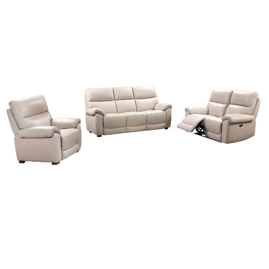 Radford Leather Electric Recliner Sofa Suite In Chalk