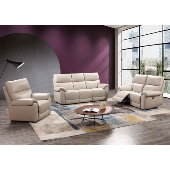 Radford Leather Electric Recliner Sofa Suite In Chalk_1