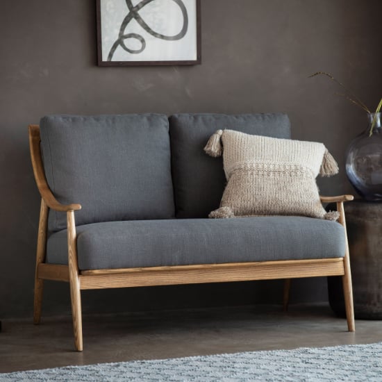 Read more about Radiant fabric 2 seater sofa with wooden frame in dark grey