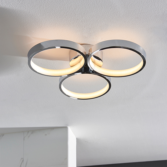 Radius LED 3 Lights Semi Flush Ceiling Light In Chrome