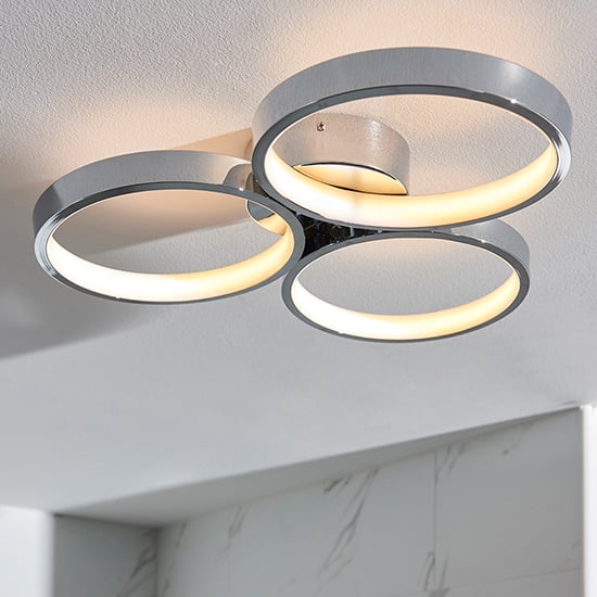 Product photograph of Radius Led 3 Lights Semi Flush Ceiling Light In Chrome from Furniture in Fashion
