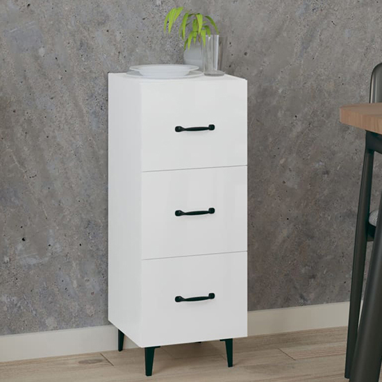 Photo of Radko high gloss chest of 3 drawers in white