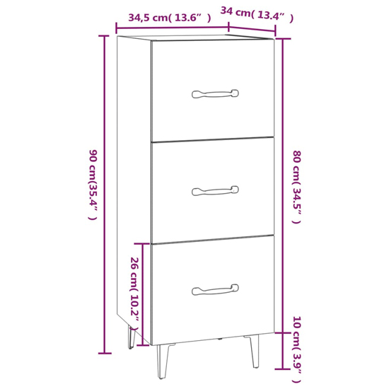 Radko Wooden Chest Of 3 Drawers In Sonoma Oak