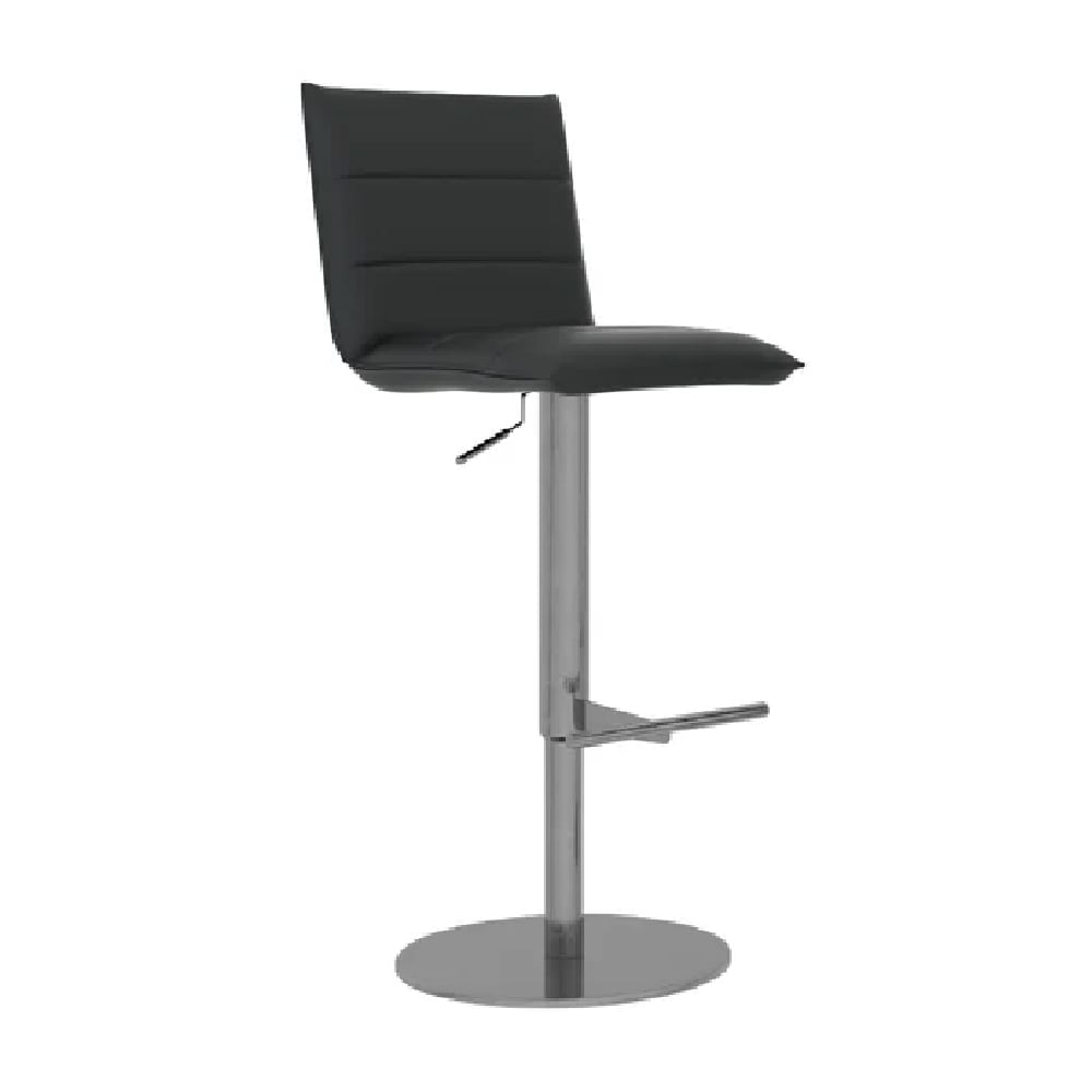 Read more about Radlett leather bar stool with chrome base in black