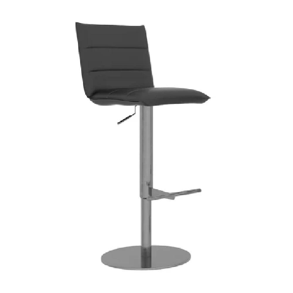 Read more about Radlett leather bar stool with chrome base in grey