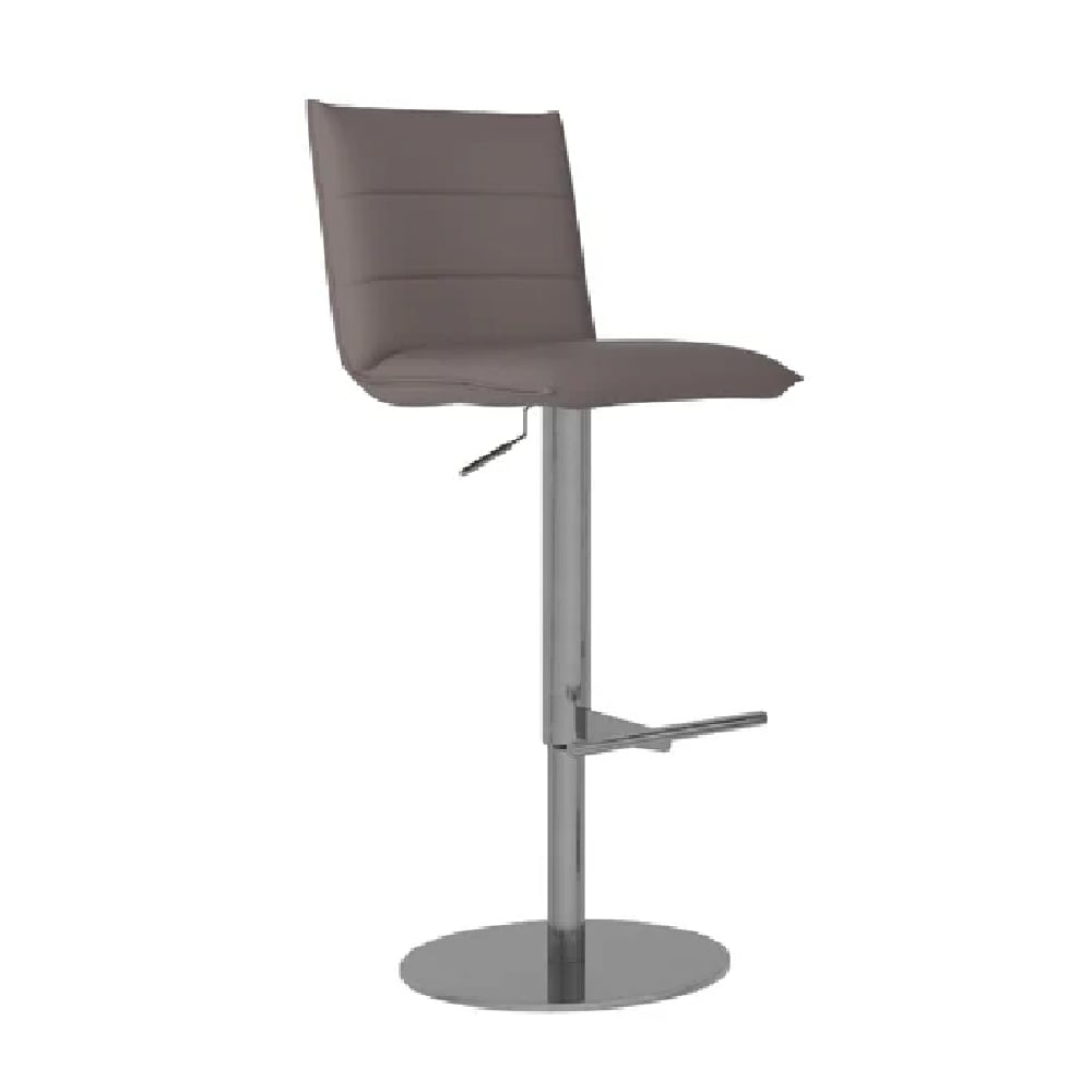 Read more about Radlett leather bar stool with chrome base in taupe