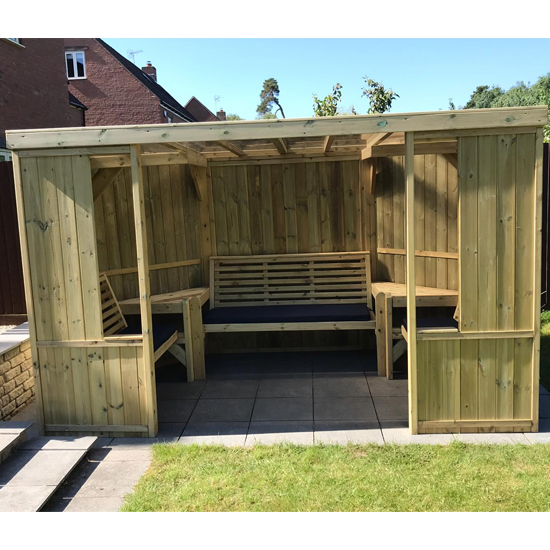 Radley Wooden Enclosed Garden Pergola Seating Bench In Natural