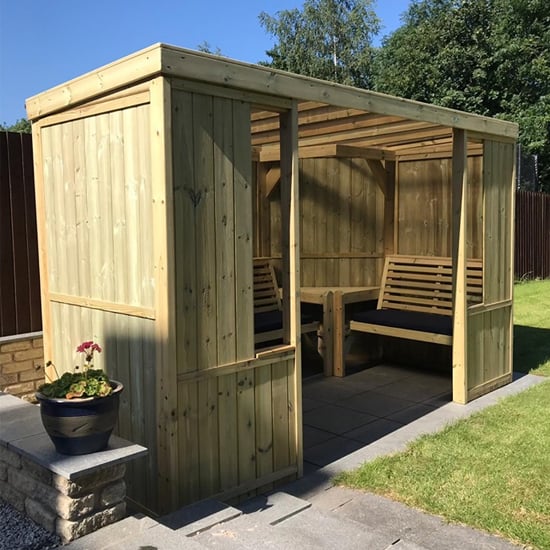Read more about Radley wooden enclosed garden pergola seating bench in natural