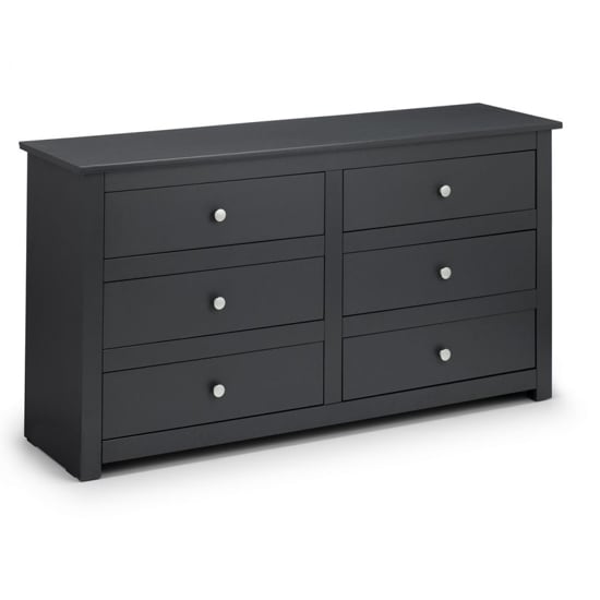 Photo of Raddix wide chest of drawers in anthracite with 6 drawers