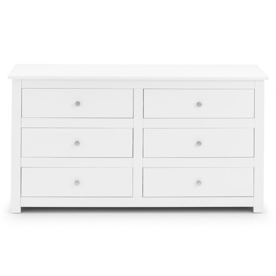Raddix Wide Chest Of Drawers In Surf White With 6 Drawers