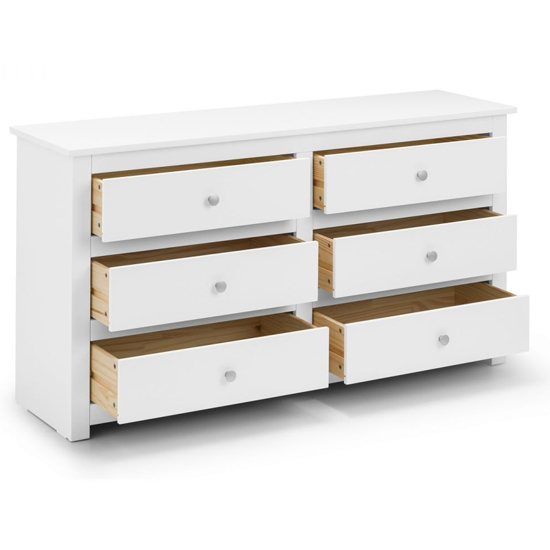 Raddix Wide Chest Of Drawers In Surf White With 6 Drawers