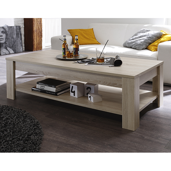 Radom Wooden Coffee Table In Sonoma Oak Furniture in Fashion