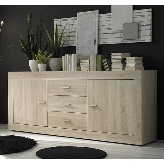 Read more about Radom wooden sideboard with 2 doors 3 drawers in sonoma oak