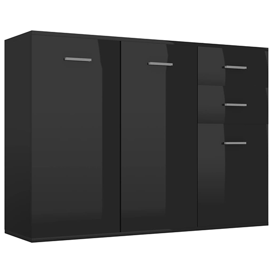Raed High Gloss Sideboard With 3 Doors 2 Drawers In Black_2