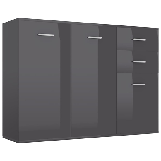 Raed High Gloss Sideboard With 3 Doors 2 Drawers In Grey_2