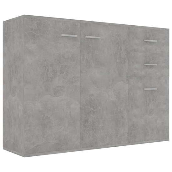 Raed Wooden Sideboard With 3 Doors 2 Drawers In Concrete Effect_2