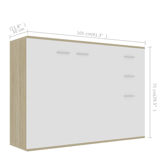 Raed Wooden Sideboard With 3 Doors 2 Drawers In White Oak_5