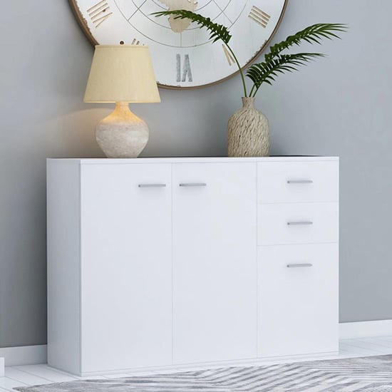 Raed Wooden Sideboard With 3 Doors 2 Drawers In White