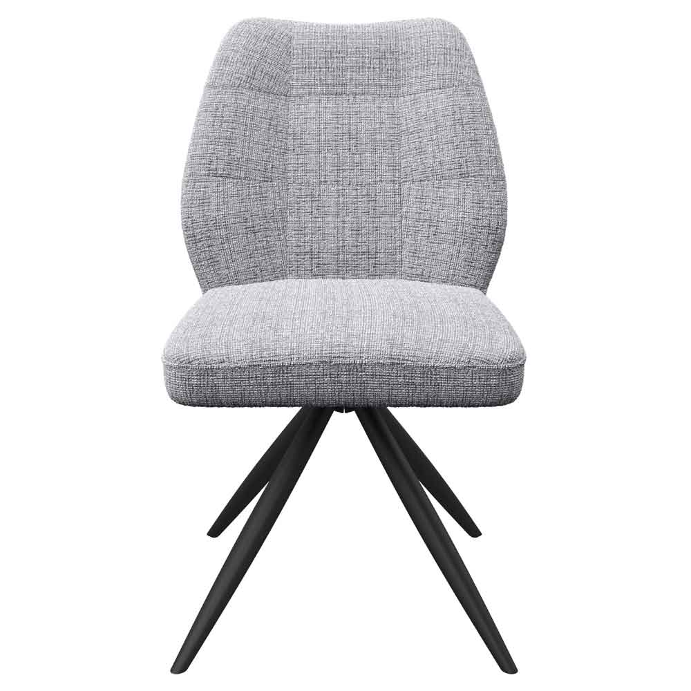 Raevo Grey Fabric Swivel Dining Chairs with Metal Legs in Pair
