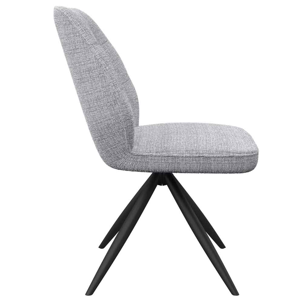 Raevo Grey Fabric Swivel Dining Chairs with Metal Legs in Pair