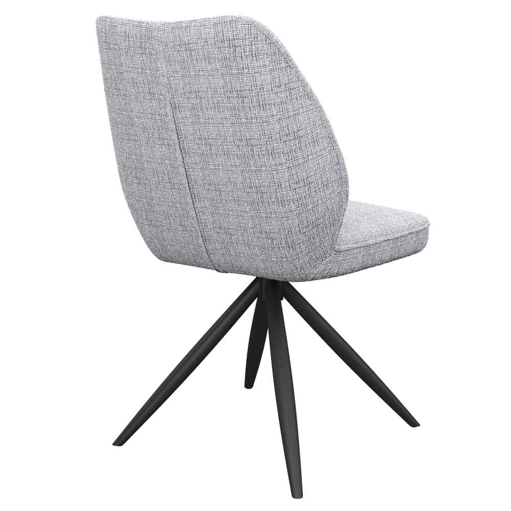 Raevo Grey Fabric Swivel Dining Chairs with Metal Legs in Pair