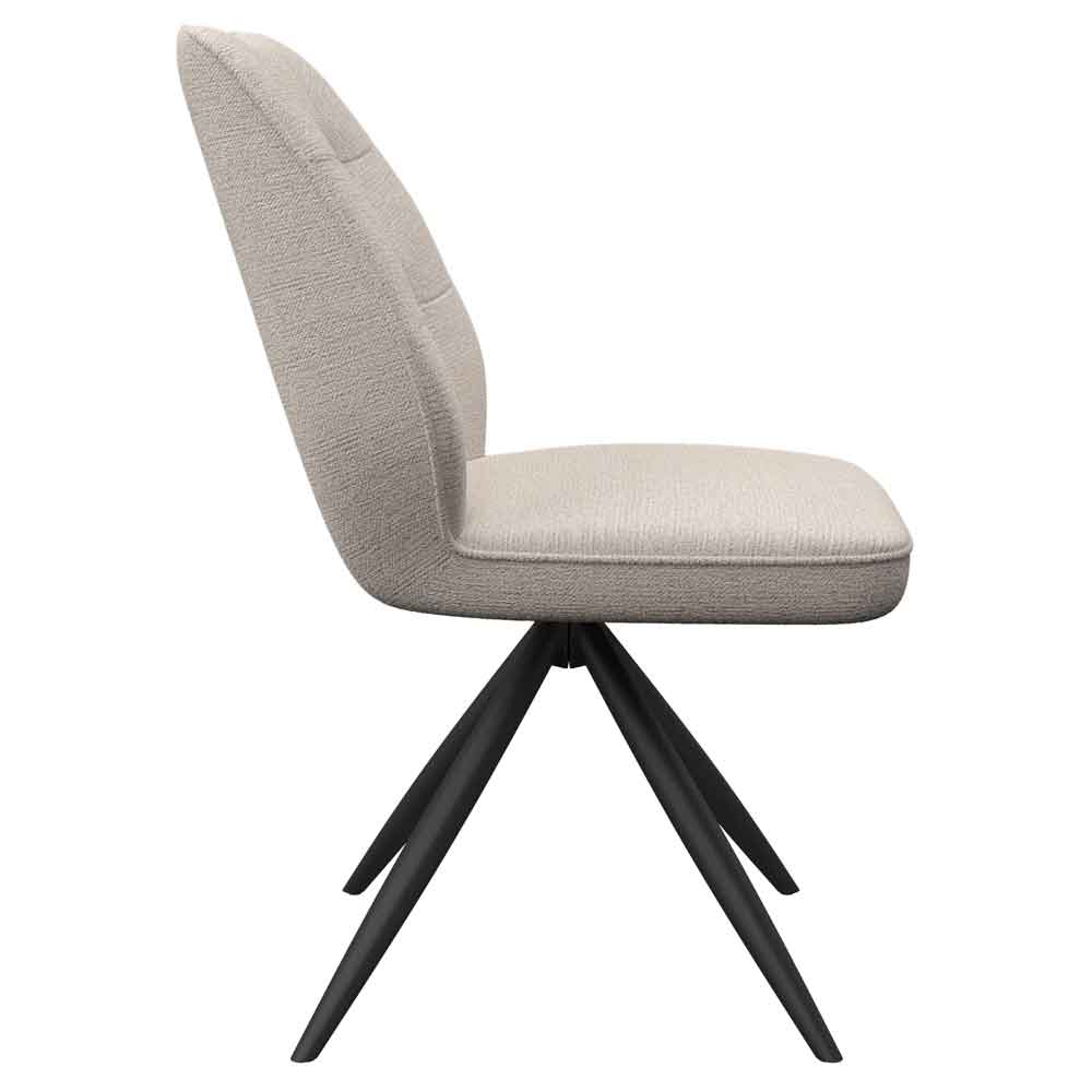 Raevo Ivory Fabric Swivel Dining Chairs with Metal Legs in Pair