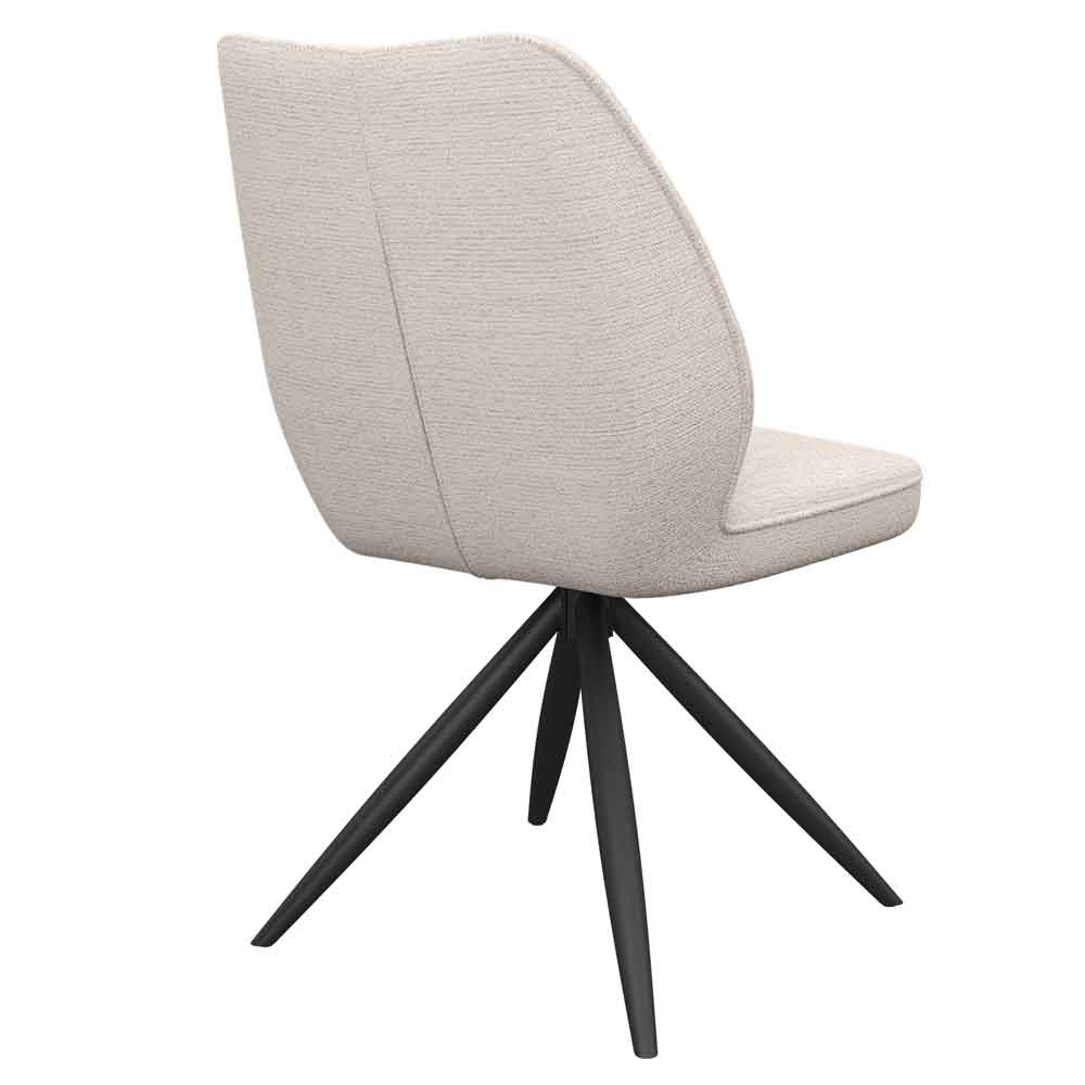 Raevo Ivory Fabric Swivel Dining Chairs with Metal Legs in Pair