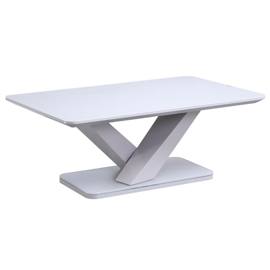 Photo of Raffle glass coffee table with steel base in matt light grey
