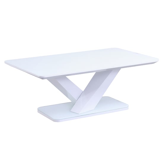 Read more about Raffle glass coffee table with steel base in white high gloss