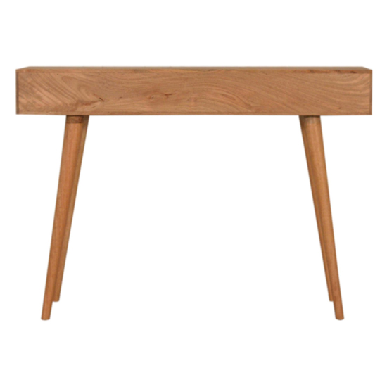 Rafina Wooden Console Table In Oak Ish And Black Inlay_5