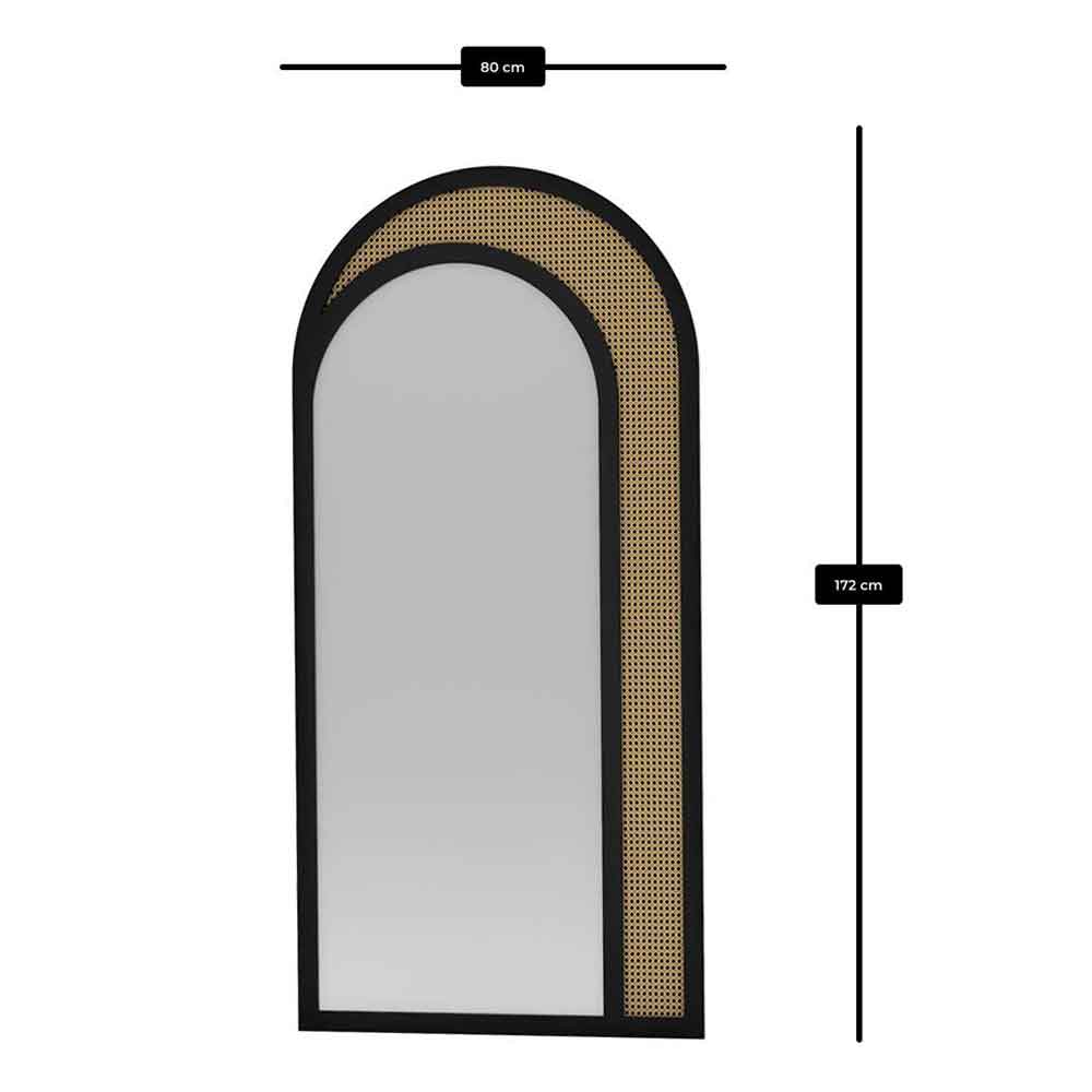 Rafza Glass Cheval Mirror with Black Wooden Frame