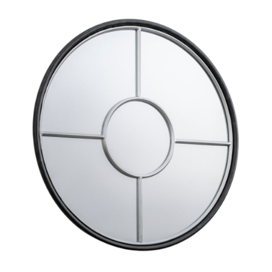 Raga Large Round Wall Mirror In Black And Silver Frame