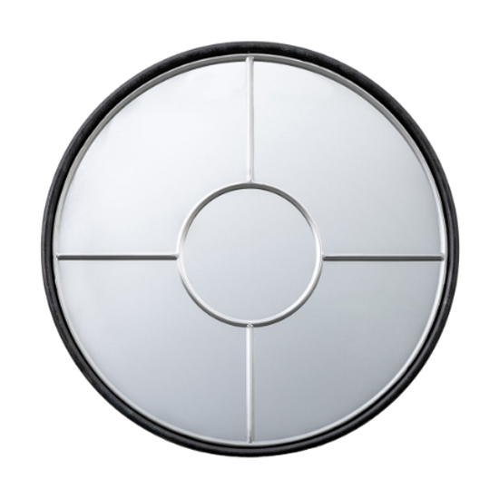 Raga Large Round Wall Mirror In Black And Silver Frame