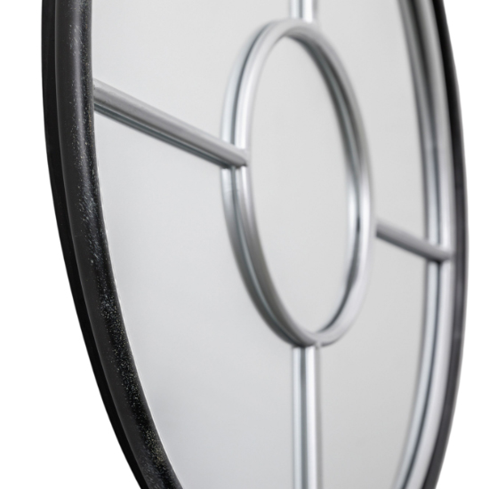 Raga Small Round Wall Mirror In Black And Silver Frame