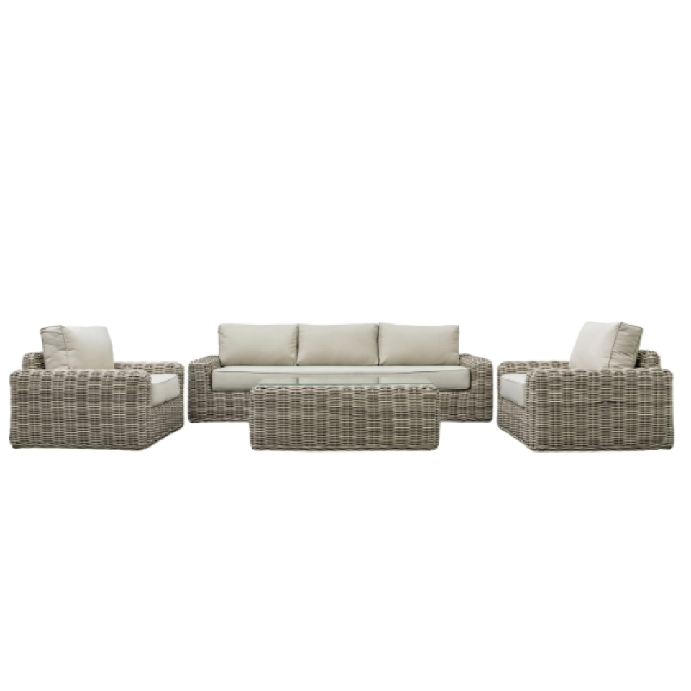 Ragas Outdoor Rattan Lounge Set With Coffee Table In Natural