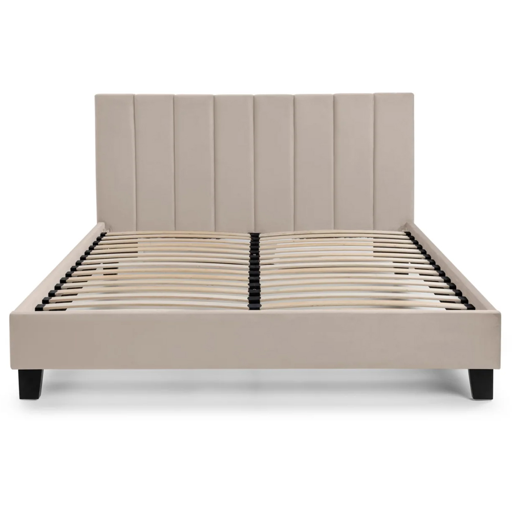 Ragina Velvet Double Bed - Cream