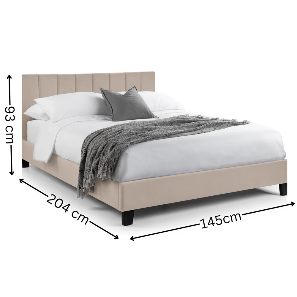 Ragina Velvet Double Bed - Cream