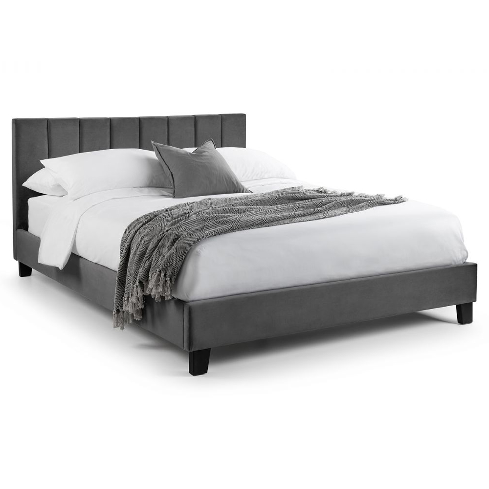 Ragina Velvet Single Bed In Grey