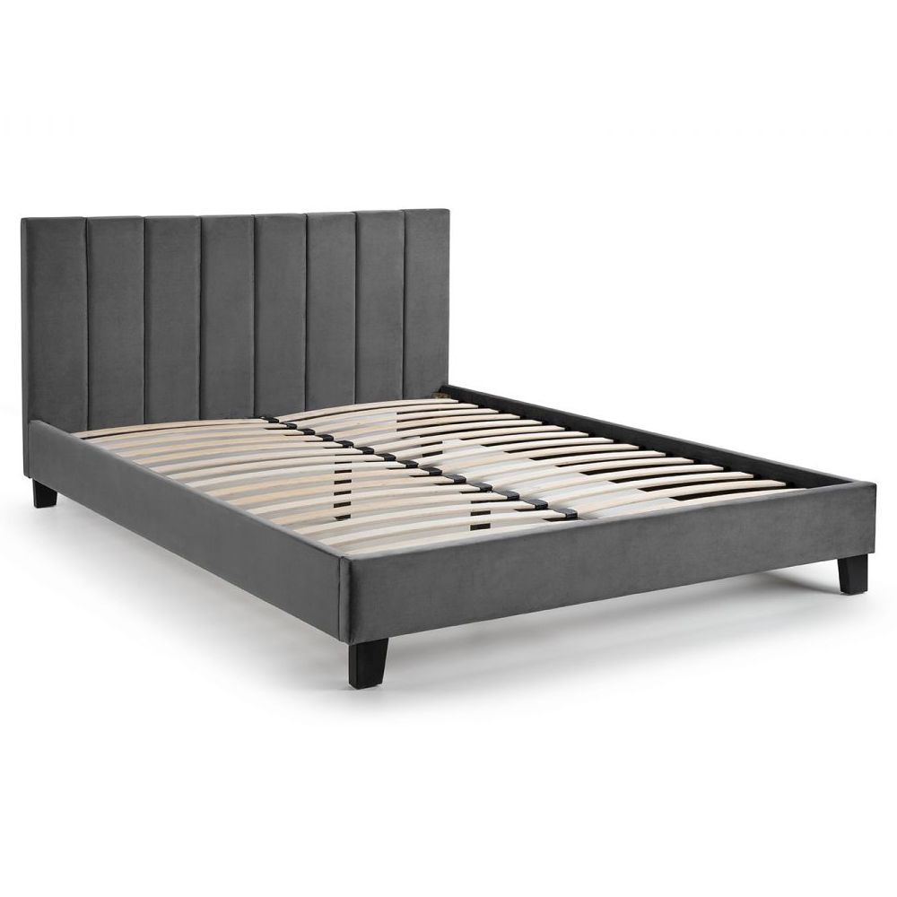 Ragina Velvet Single Bed In Grey