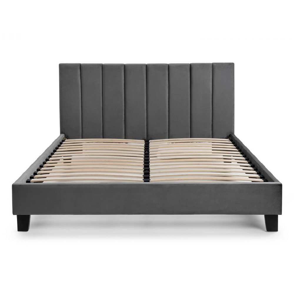 Ragina Velvet Single Bed In Grey