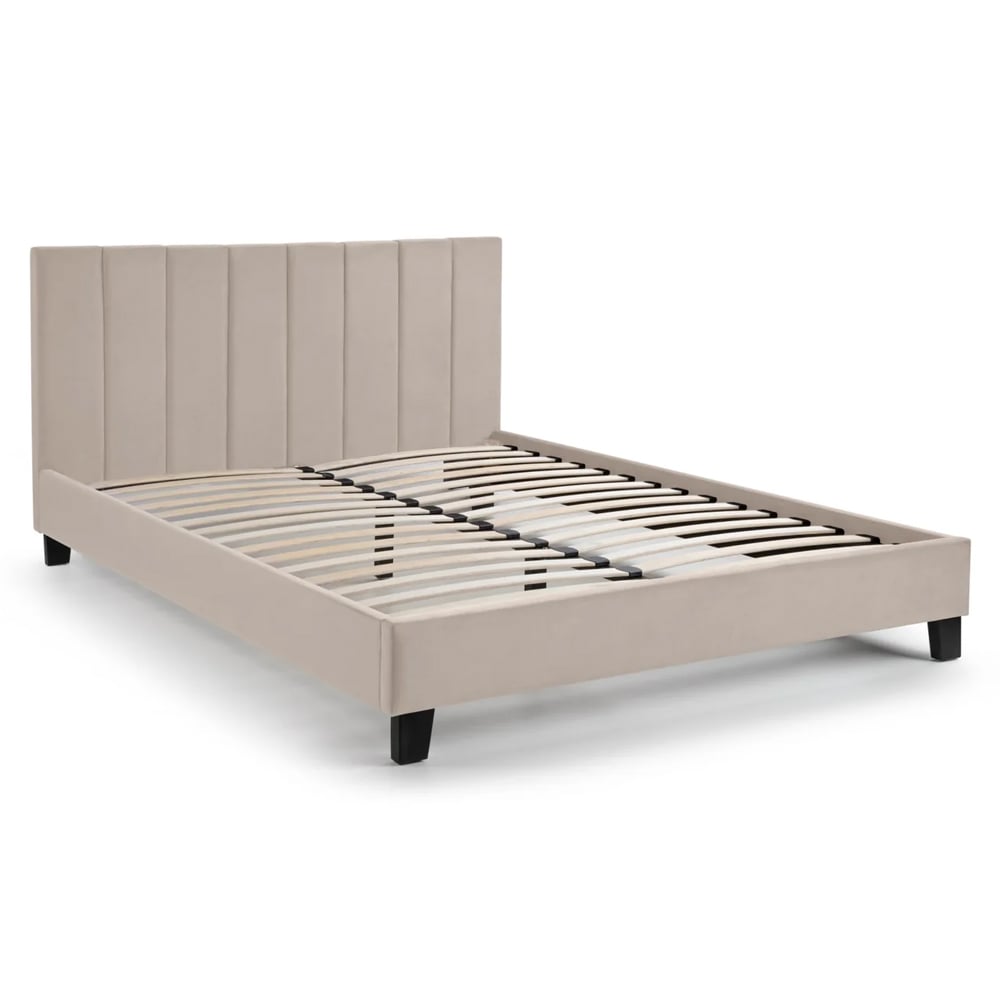 Ragina Velvet Small Double Bed - Cream