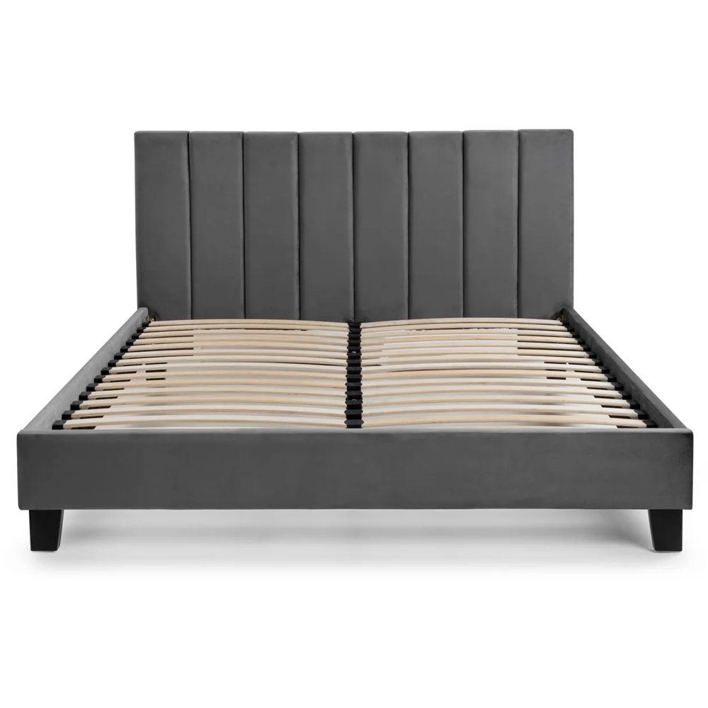 Ragina Velvet Small Double Bed - Grey