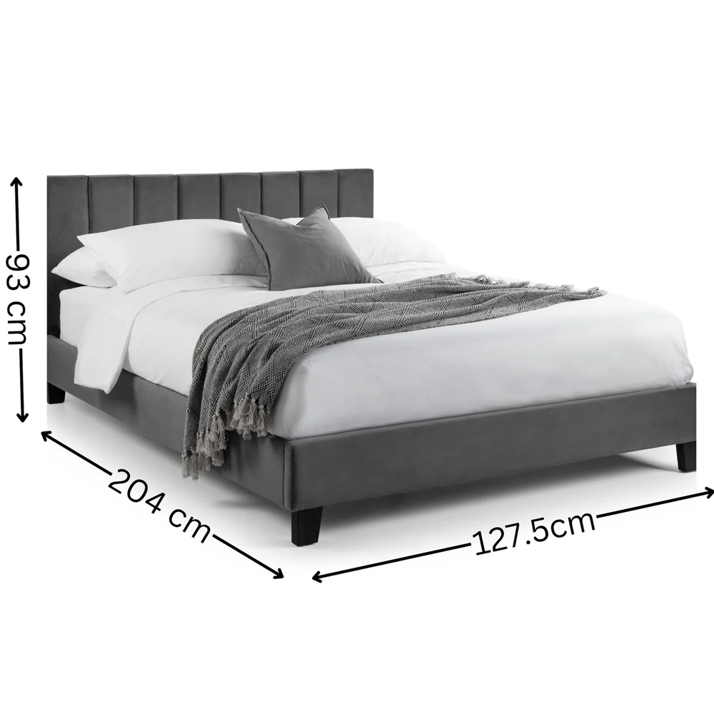 Ragina Velvet Small Double Bed - Grey